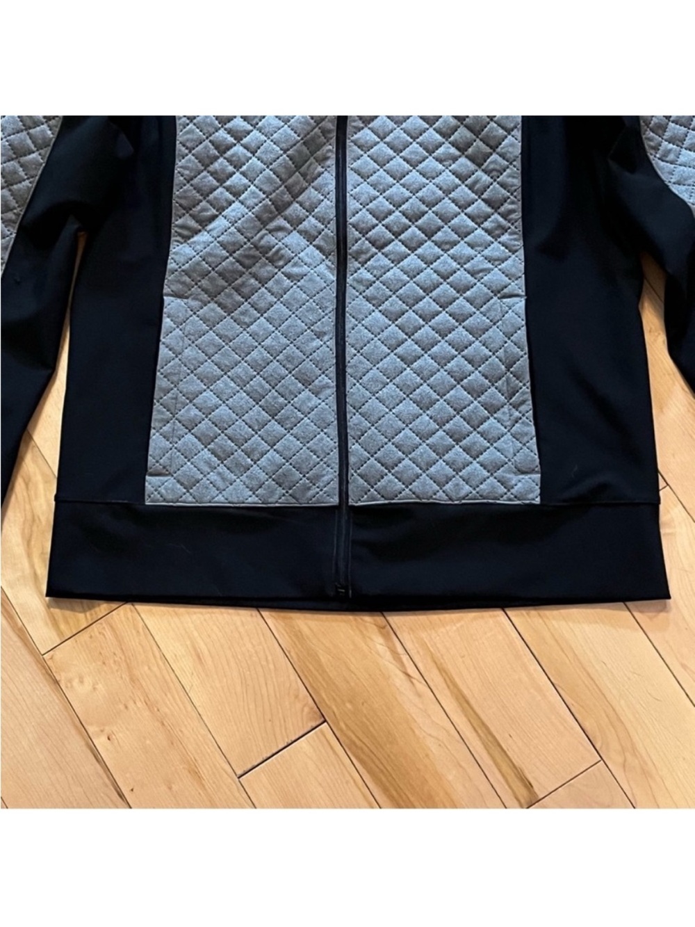 Lucy Gray and Black Quilted Athletic Jacket size medium zip front - Picture 2 of 9